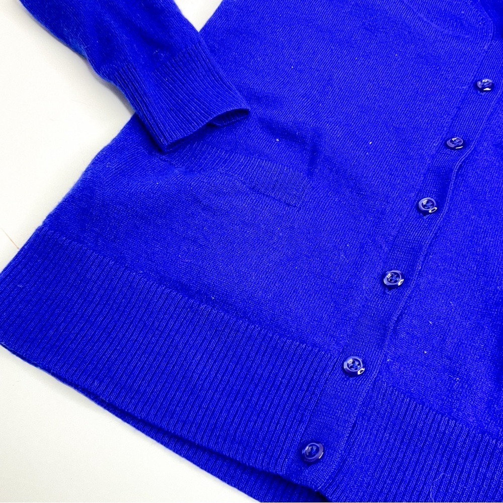 Lord & Taylor Extra Fine Merino Wool Cardigan Cobalt Blue Sweater - Picture 9 of 12